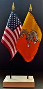 Bhutan and US Flag Desk Set
