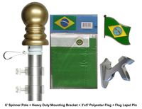 Brazil Flag and Pole Set