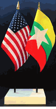Burma and US Flag Desk Set