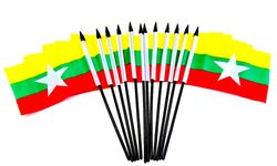 Myanmar (Burma) 4"x6" Polyester Table Flags - 12 Per Pack