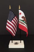 California and US Flag Executive Desk Set