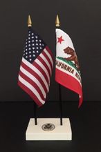 California and US Flag Executive Desk Set