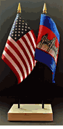 Cambodia and US Flag Desk Set