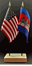 Cambodia and US Flag Desk Set