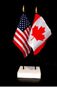 Canada and US Flag Desk Set 