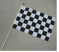 Checkered racing flags on wood stick - 12"x18" Polyester