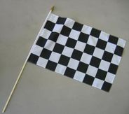 Checkered racing flags on wood stick - 12"x18" Polyester