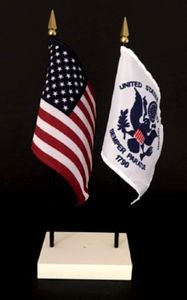 Coast Guard and US Flag Desk Set 