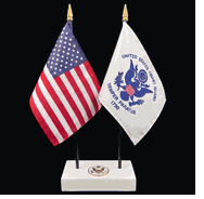 Coast Guard and US Flag Executive Desk Set