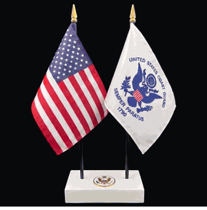 Coast Guard and US Flag Executive Desk Set
