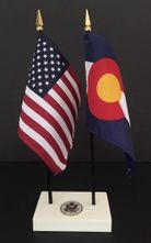 Colorado and US Flag Executive Desk Set