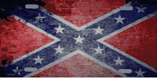 Confederate Flag Scratched Chrome Metal License Plate