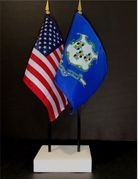 Connecticut and US Flag Desk Set