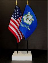 Connecticut and US Flag Desk Set