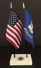 Connecticut and US Flag Executive Desk Set