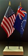 Cook Islands and US Flag Desk Set