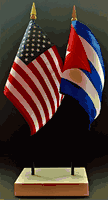 Cuba and US Flag Desk Set