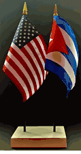 Cuba and US Flag Desk Set