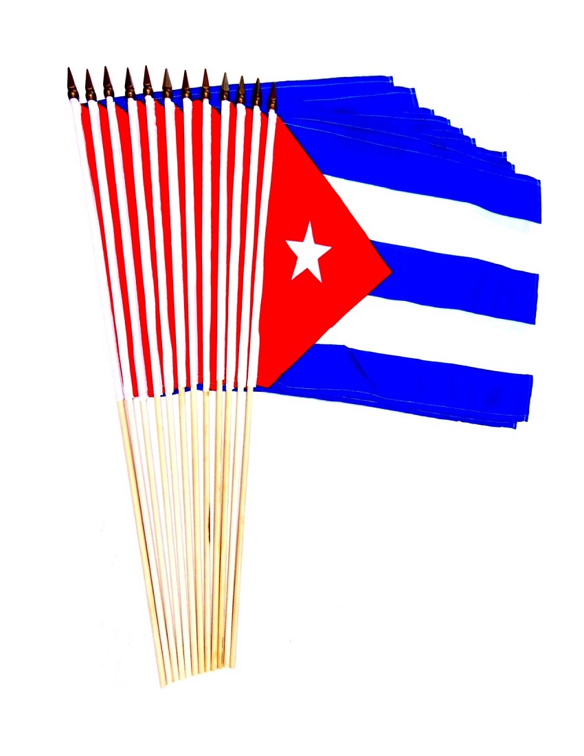 Trade Winds 12x18 Inch Cuba Stick Flag – With Wood Staff – 100% Polyester