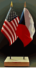 Czech Republic and US Flag Desk Set