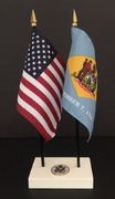 Delaware and US Flag Executive Desk Set