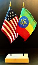 Ethiopia and US Flag Desk Set