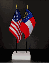 Georgia State and US Flag Desk Set