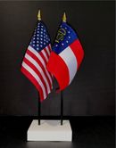 Georgia State and US Flag Desk Set