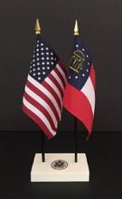Georgia and US Flag Executive Desk Set