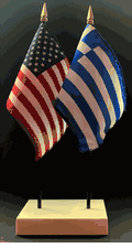 Greece and US Flag Desk Set