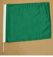 Green Auto Racing Flag with Wood Pole