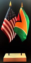 Guyana and US Flag Desk Set
