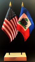 Haiti and US Flag Desk Set
