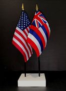 Hawaii and US Flag Desk Set