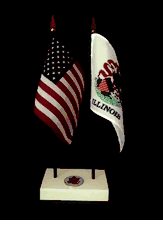 Illinois and US Flag Executive Desk Set