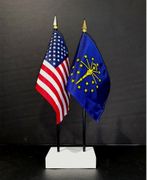 Indiana and US Flag Desk Set
