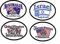 International Arched Motto Flag Oval Decals
