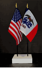 Iowa and US Flag Desk Set