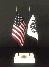 Iowa and US Flag Executive Desk Set