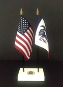 Iowa and US Flag Executive Desk Set