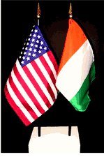 Ivory Coast and US Flag Desk Set