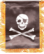 Jolly Roger Pirate Car Windshield, Window or Mirror Mini Banner Flag