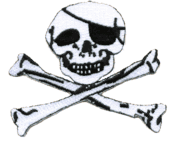 Jolly Roger Skull and Bones Outline Patch