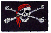 Jolly Roger Skull and Crossed Bones with Red Bandana