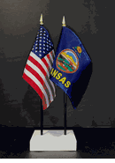 Kansas and US Flag Desk Set