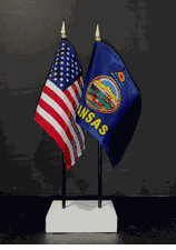 Kansas and US Flag Desk Set