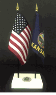 Kansas and US Flag Executive Desk Set