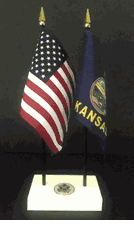 Kansas and US Flag Executive Desk Set