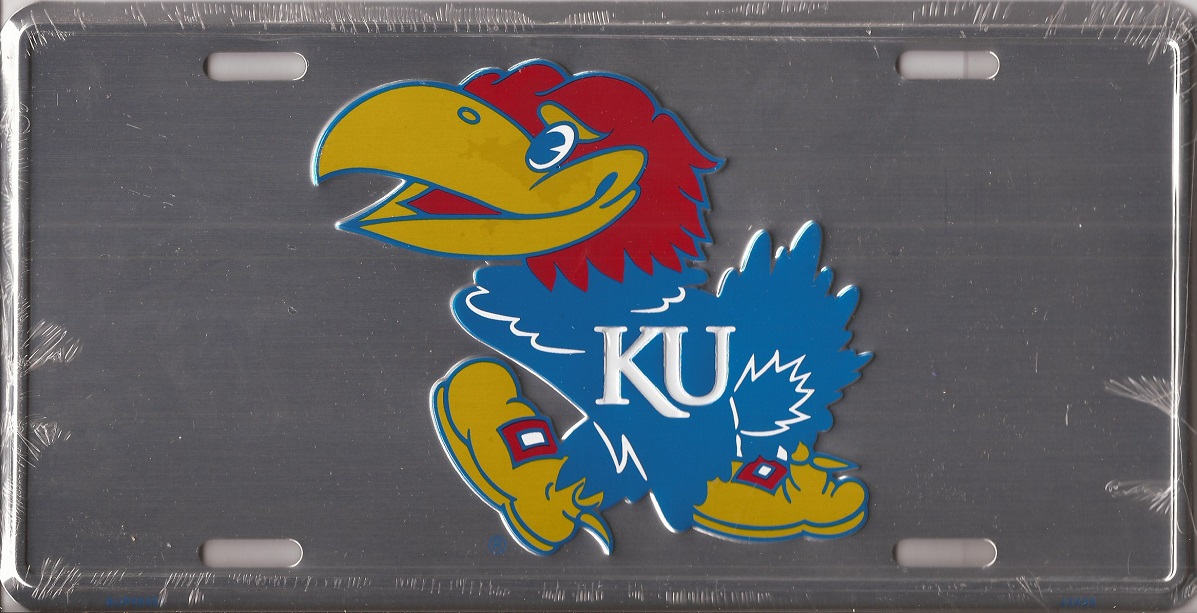 Kansas Jayhawks Chrome License Plate University of Kansas