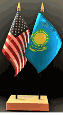 Kazakhstan and US Flag Desk Set